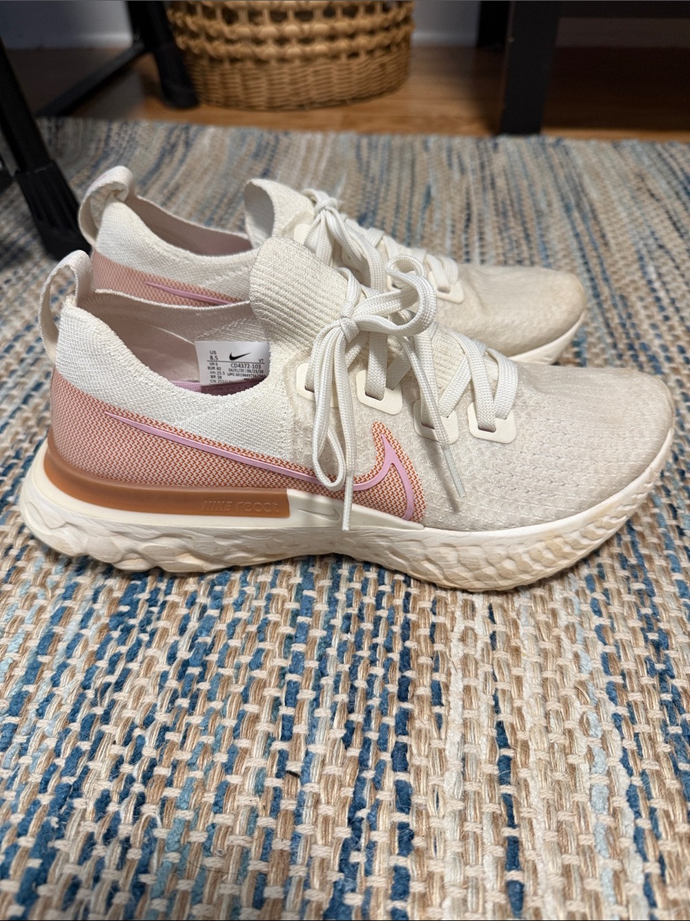 Nike Women's Running Sneakers in Cream & Pink Accent
